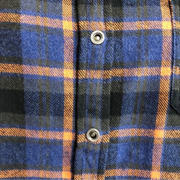 PrAna Shacket Shirt Womens Medium Golden Canyon Flannel Sapphire Blue Plaid NWT - Picture 6 of 15